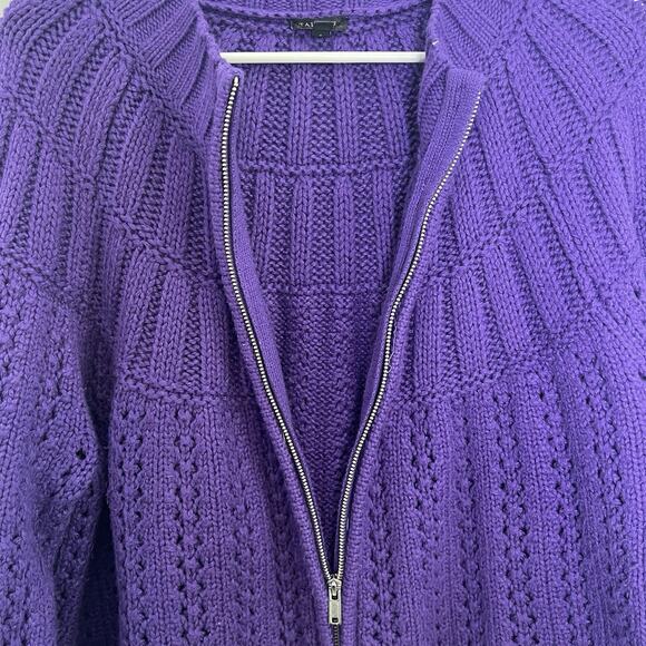 Talbots Womens Cable Knit Zip Up Cardigan Petite Plus Sz 2X Purple Essential - Picture 10 of 14